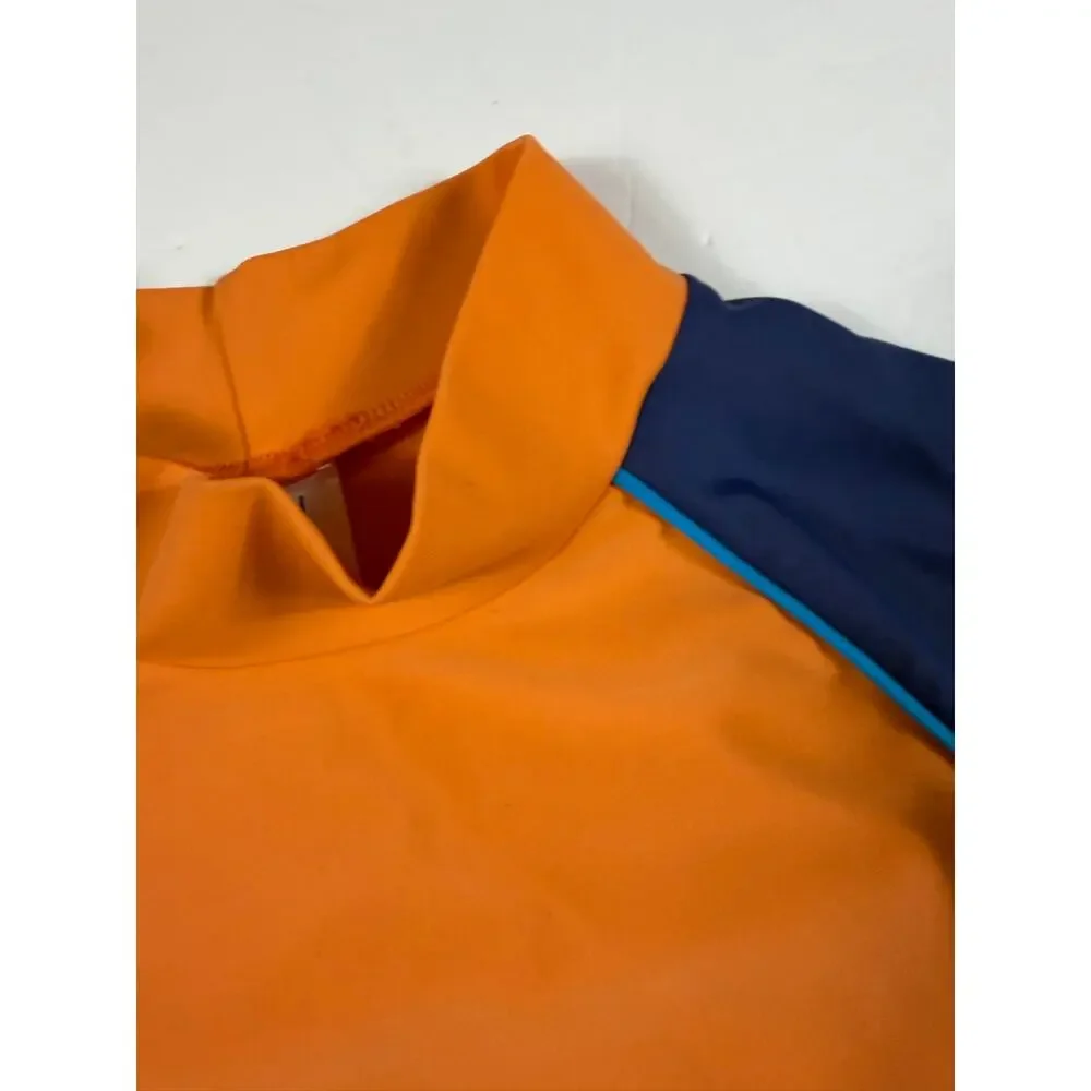 Mini Boden Colorblock Rash Guard Swim Shirt Orange Blue 4-5 Years